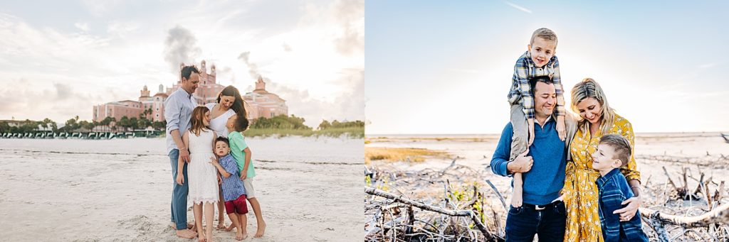 Families with kids pose for photos on their Florida vacation