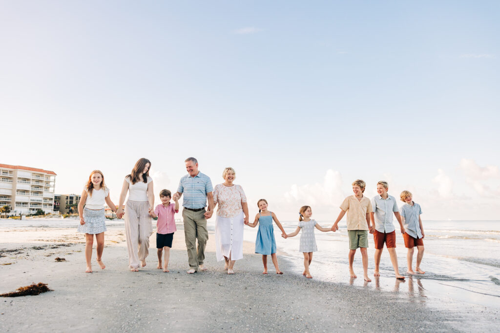 extended family photoshoot on st pete beach, fl